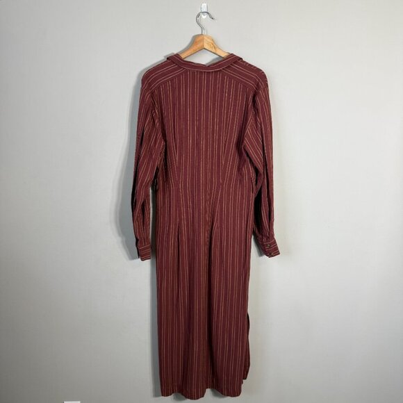 Free People Audrey Stripe Midi Dress Women's Small Red Button Up Collared Boho - Picture 4 of 15